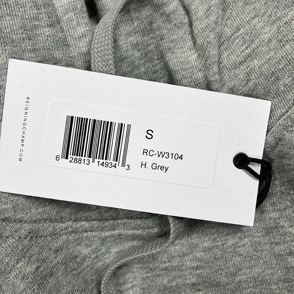 NWT Reigning Champ Lightweight Terry Cut-off Hoodie Heather Grey - Picture 6 of 7